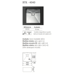 Cuve inox sous plan BTK