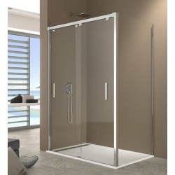 Paroi de douche d'angle DUAL double accès sur coté