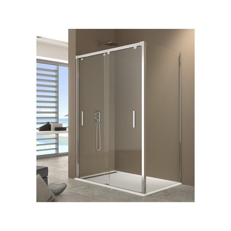 Paroi de douche d'angle porte battante HELIA B 80 x 60 cm - Robinet&Co