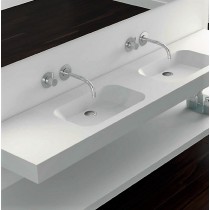 Plan double vasque blanc à suspendre mat CODE 2S Solid Surface