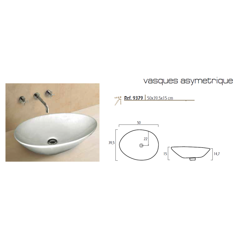 Vasque Céramique à poser ASYMETRIQUE