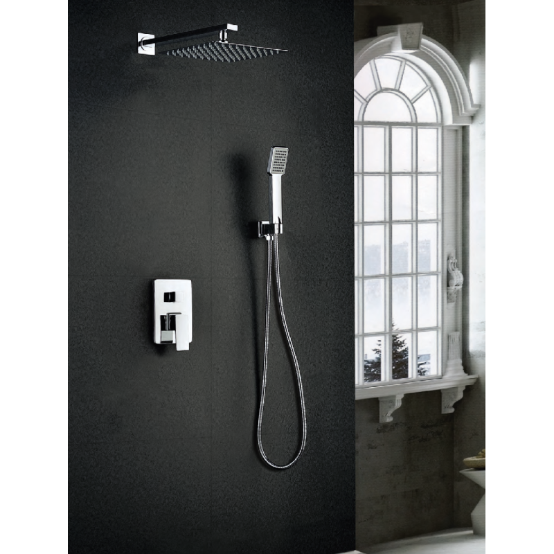 Pommeau de douche carré, set de douche thermostatique carré