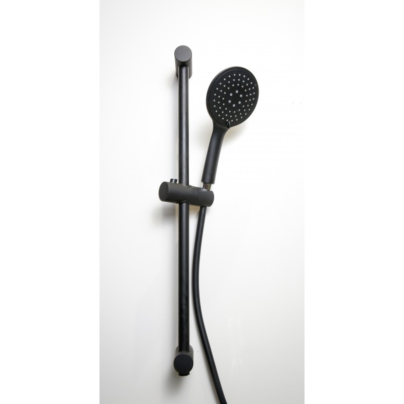 Kludi Fizz - Ensemble pommeau de douche avec support, flexible de douche,  noir mat 6765087-00